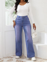 High Waist Casual Straight Pants Jeans