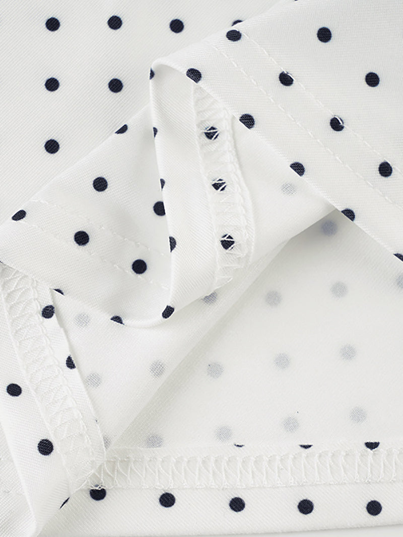 V neck Sleeveless Polka Dot Vacation Maxi Dress