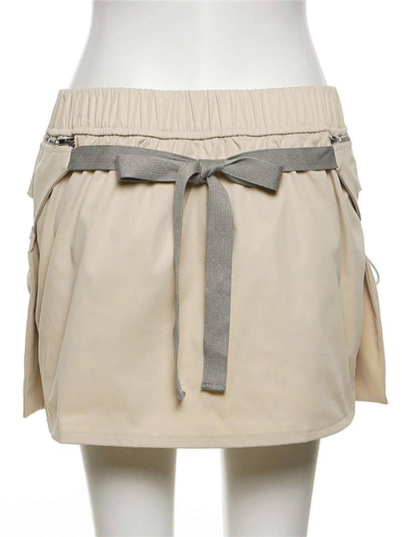 Casual Multi-pocket Cargo Short Skirt