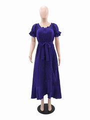 Glitter Off Shoulder Short Sleeve Party Midi Dress