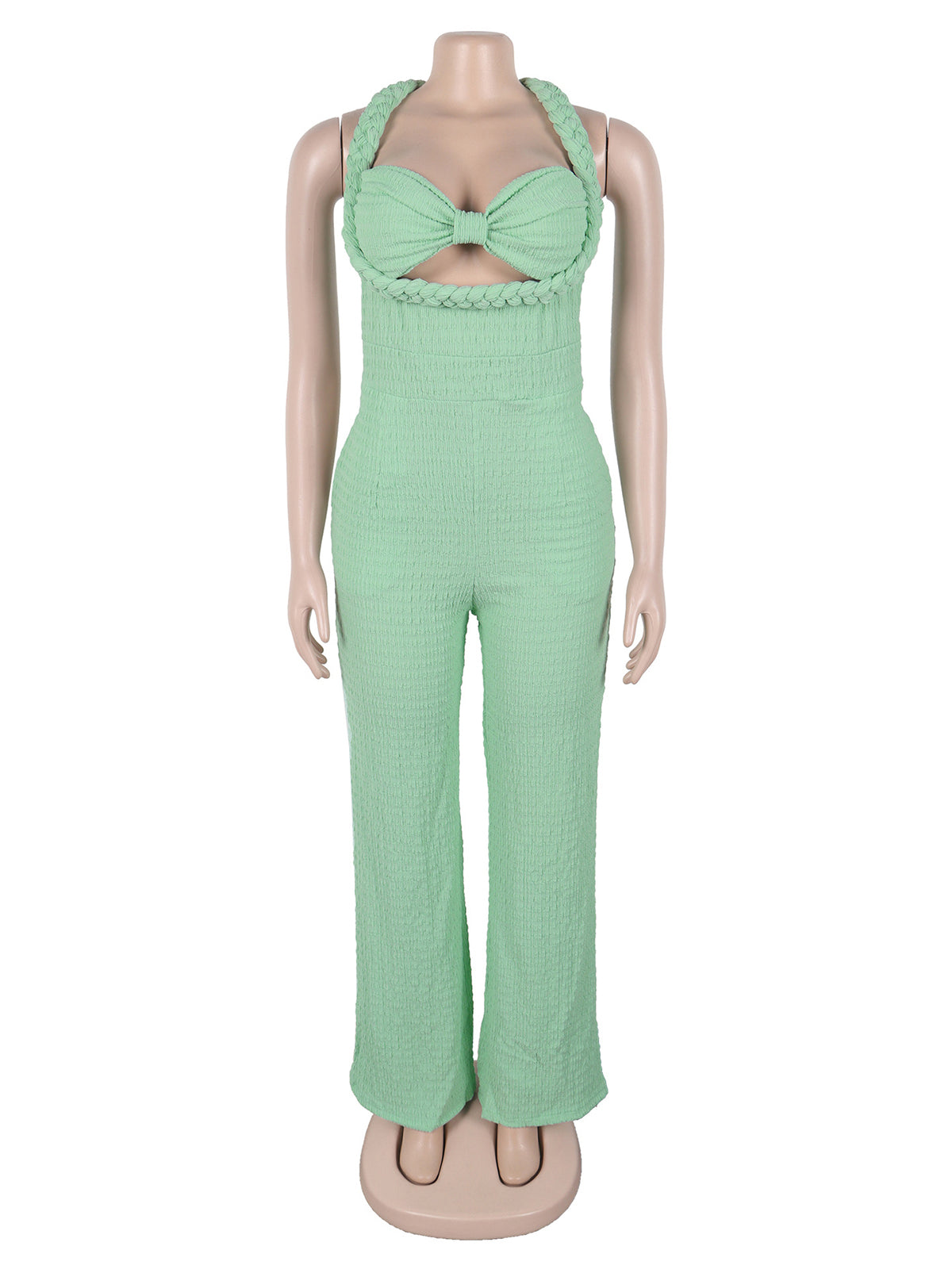 Halter Lace-up Hollow out Slim Straight Jumpsuit