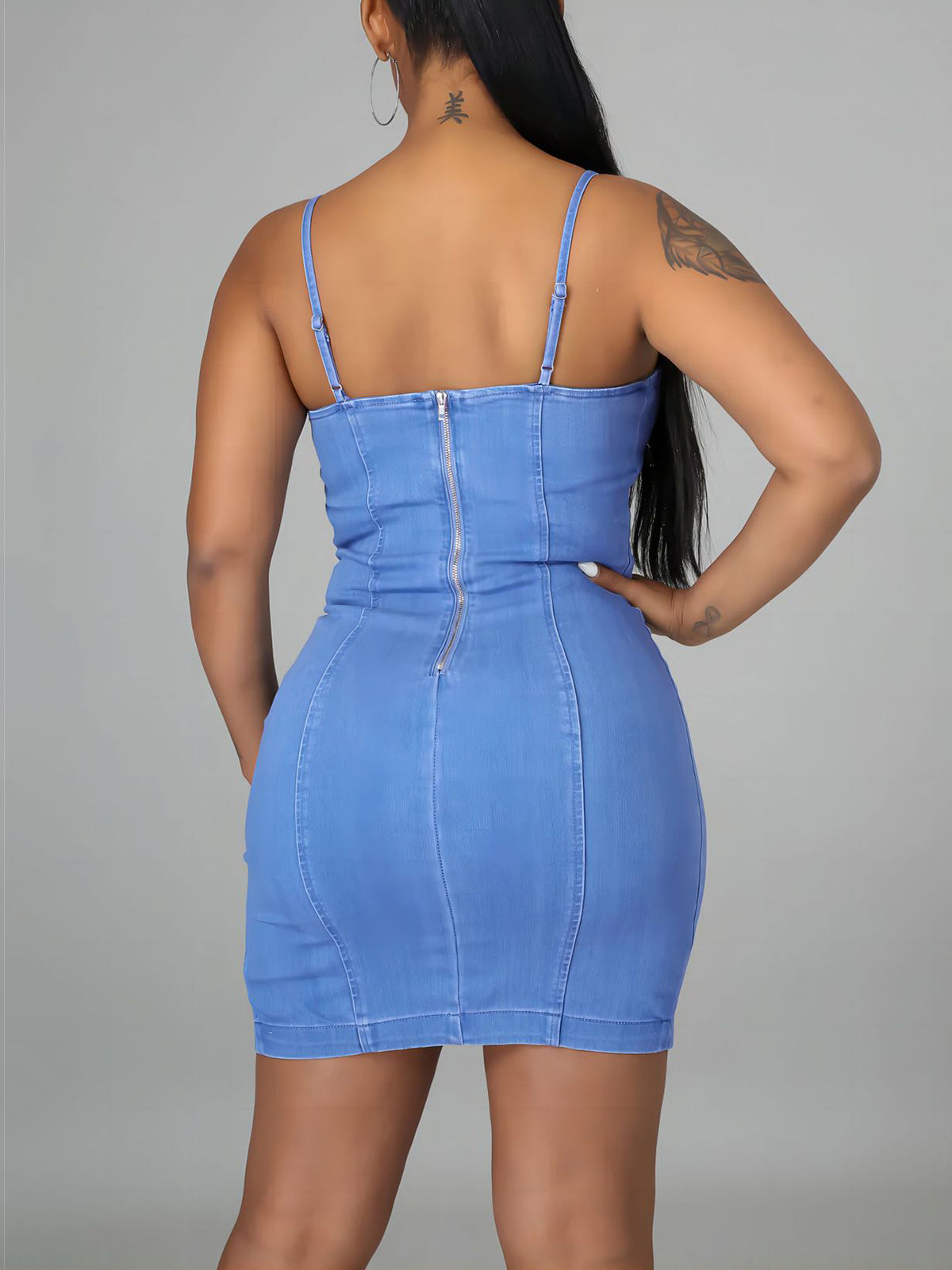 Sexy Suspender Package Hip Denim Dress