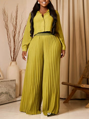 Cropped Shirt and Pleated Pants Set