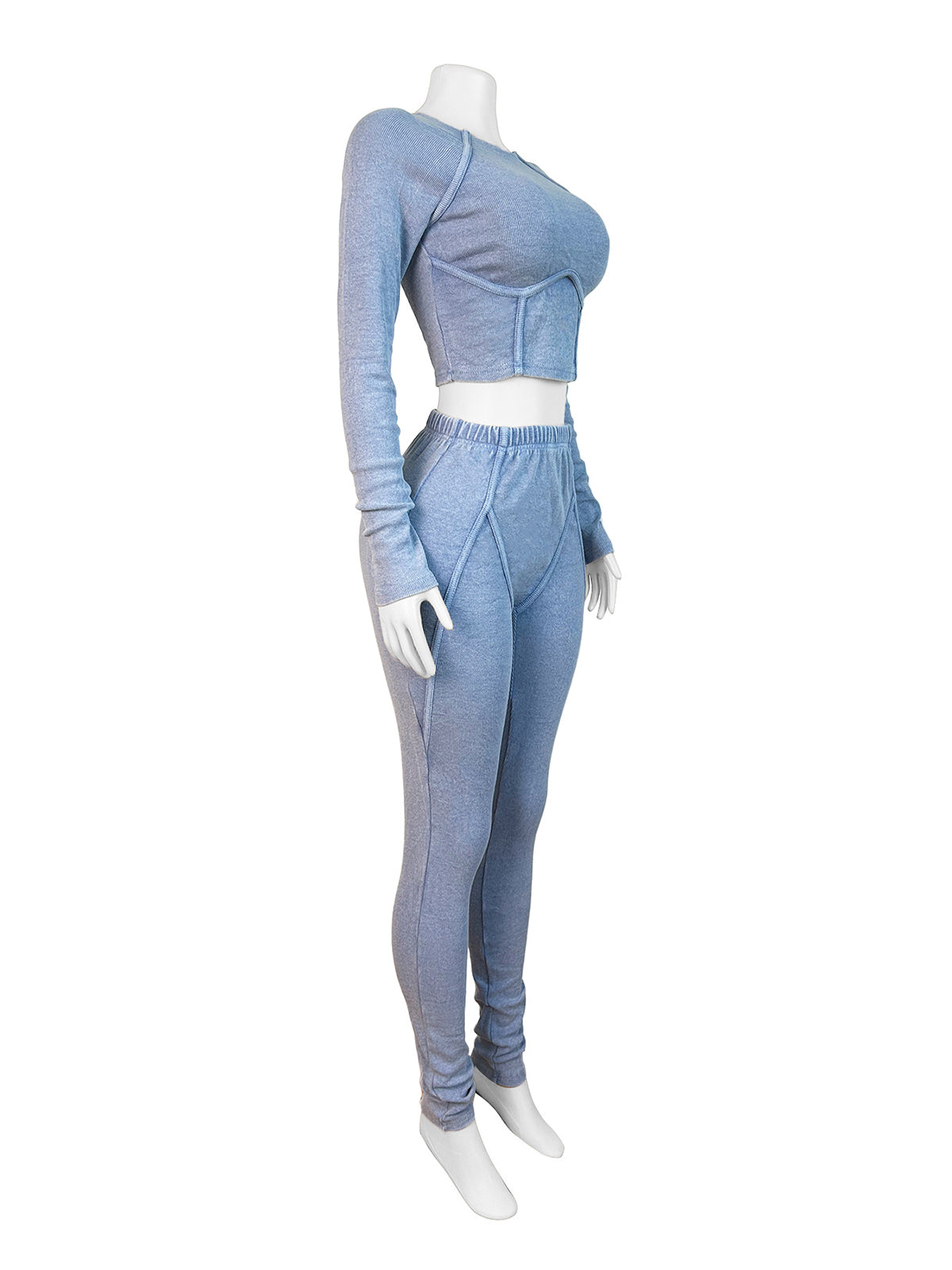 Casual Crop Tops and High Waist Skinny Pants Set