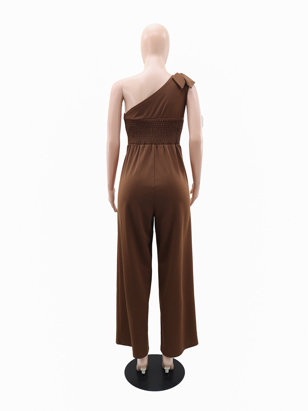Fashion One Shoulder Bowknot Slim Jumpsuit