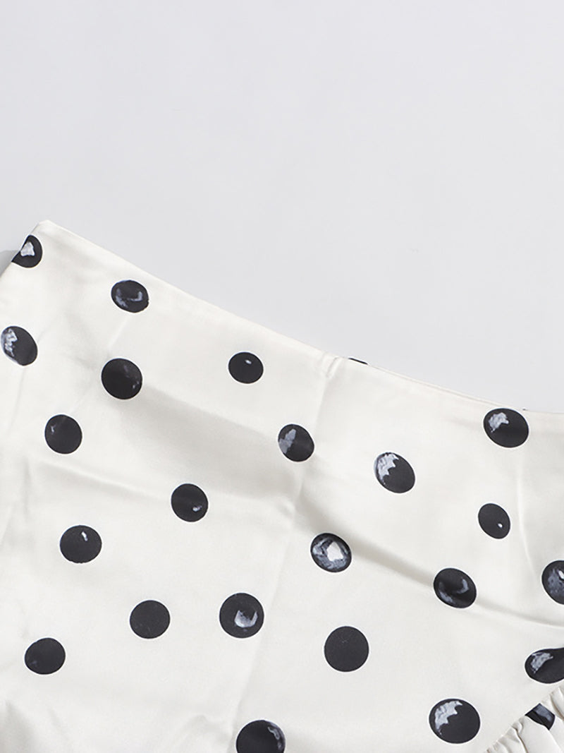 Fashion Ruffle Patchwork Polka Dot High Waist Skirt