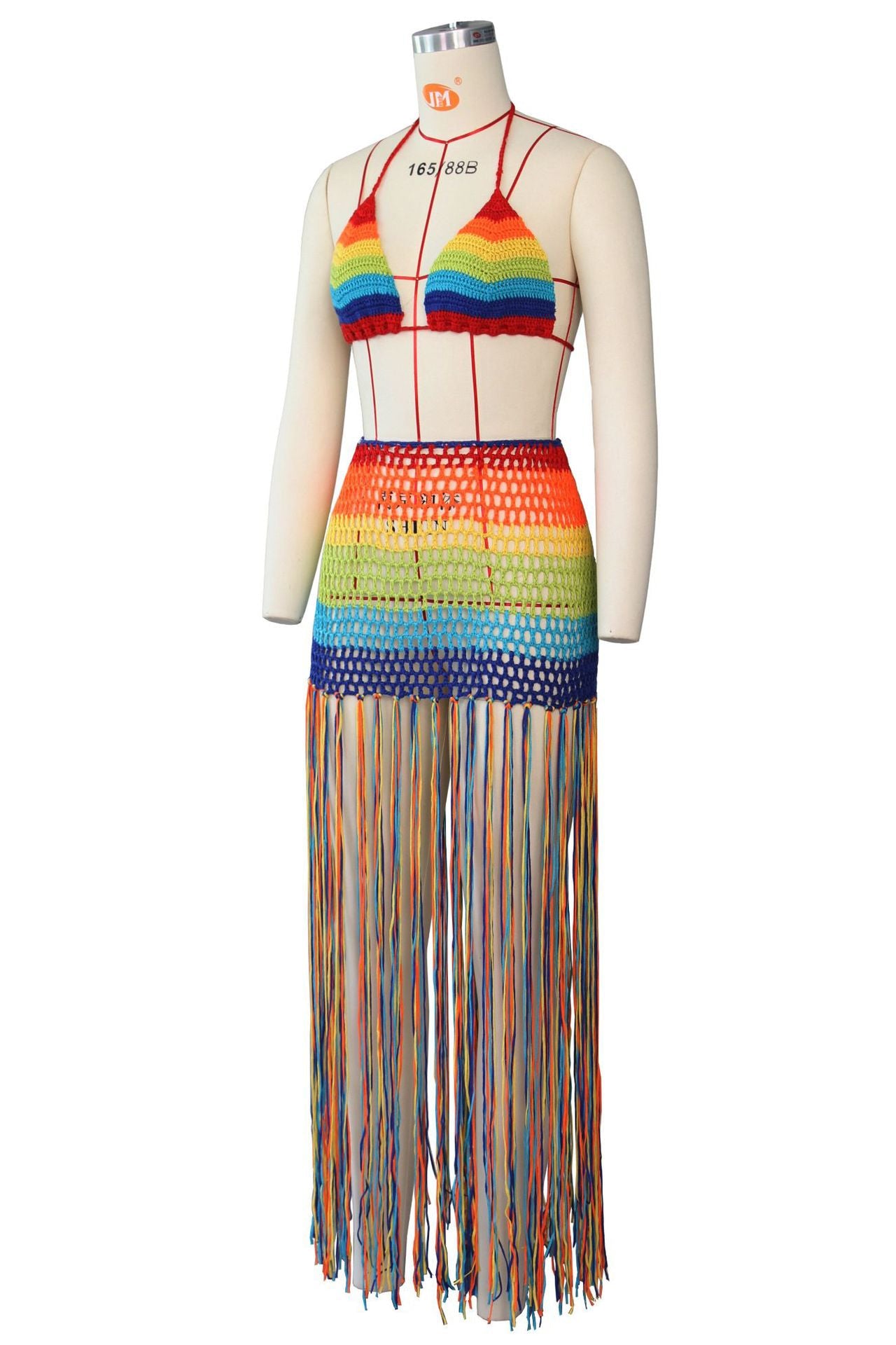 Rainbow Crochet Tassel Beach 2 Piece Set