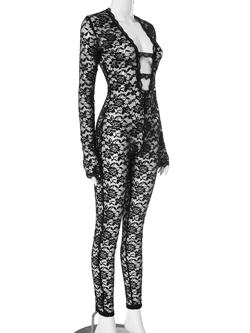 Sexy Lace See Through Nightclub Jumpsuit