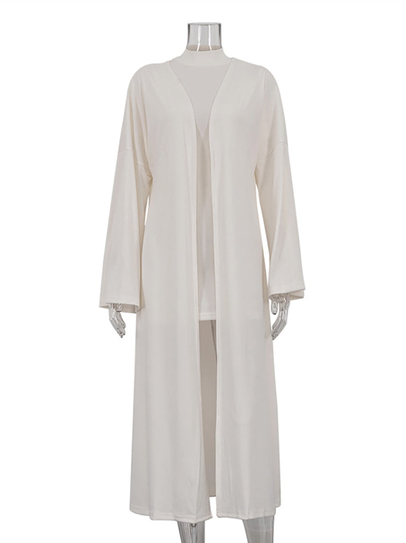 Casual Short Sleeve Package Hip Dress Cardigan Sets