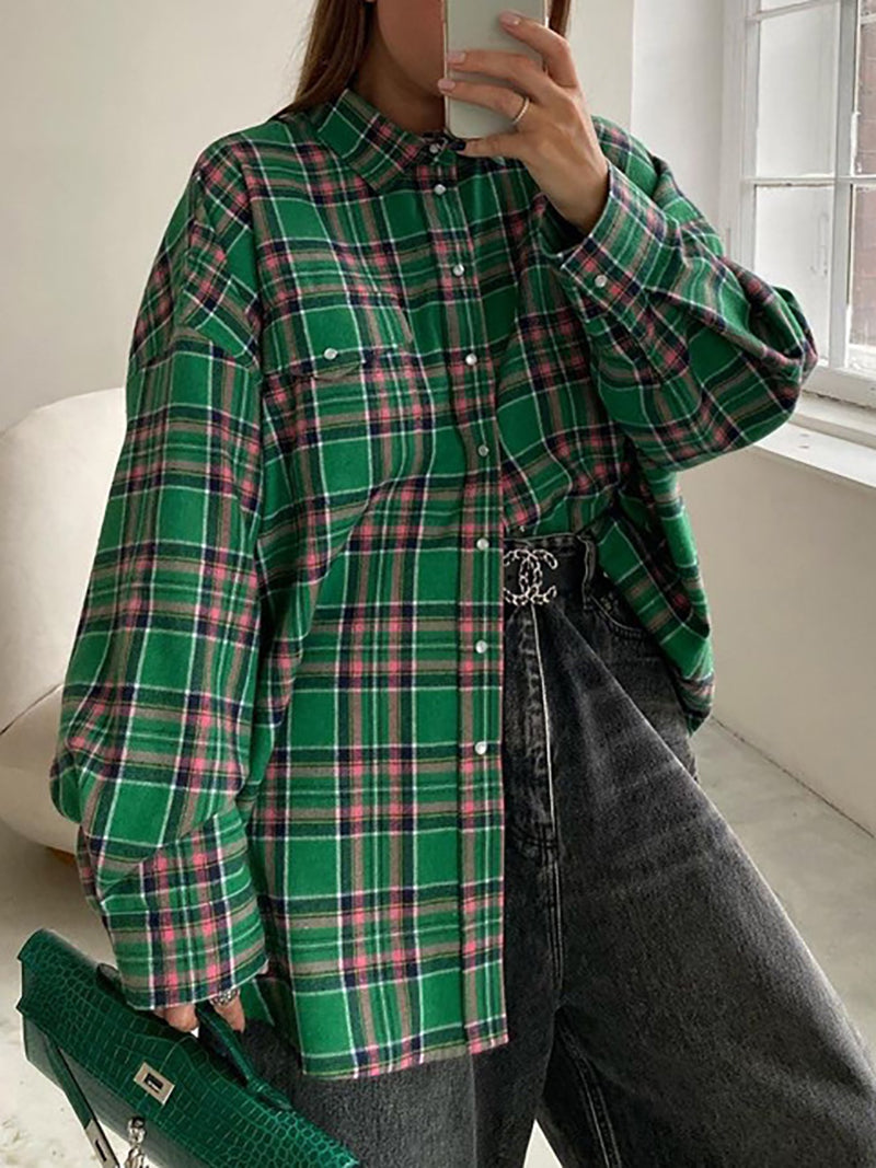 Retro Loose Casual Plaid Shirt