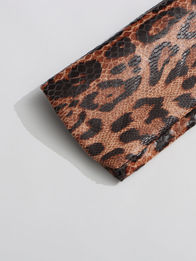 Vintage Leopard Print Sequin Slim Blazer