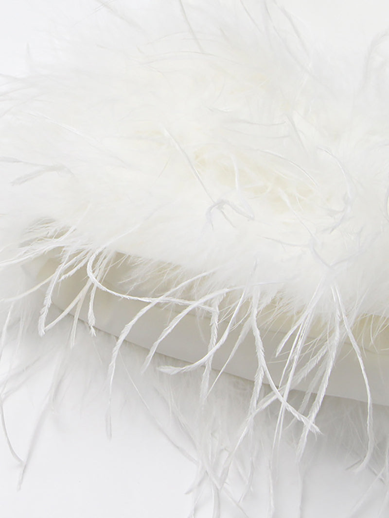 Fashion Sleeveless Feather Patchwork Mini Dress
