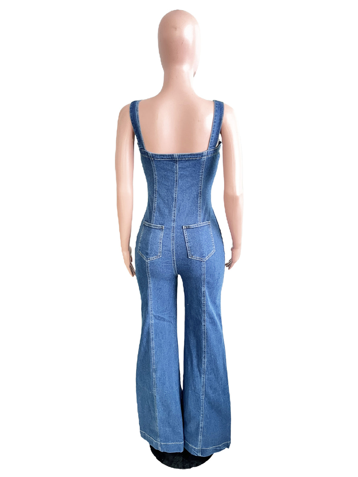 Fashion Denim Flare Bottom Jumpsuit