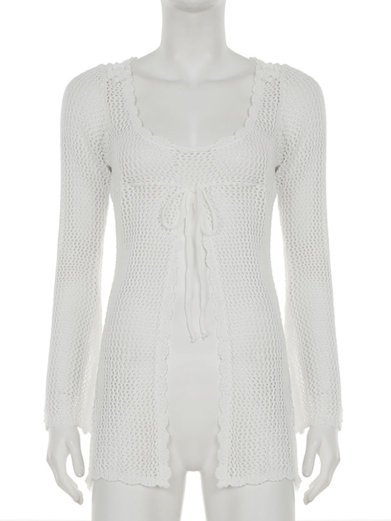 Sexy Hollow Out Crochet Knit Tunic Beach Cover Up