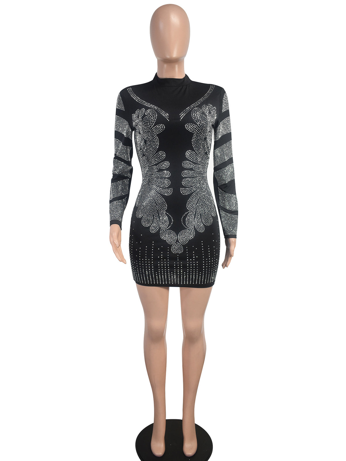 Rhinestone See-Through Bodycon Nightclub Dress