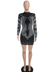 Rhinestone See-Through Bodycon Nightclub Dress