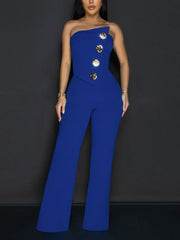 Sexy Irregular Strapless Wide Leg Jumpsuits