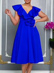 Fashion V-neck Ruffle Party Evening Dress