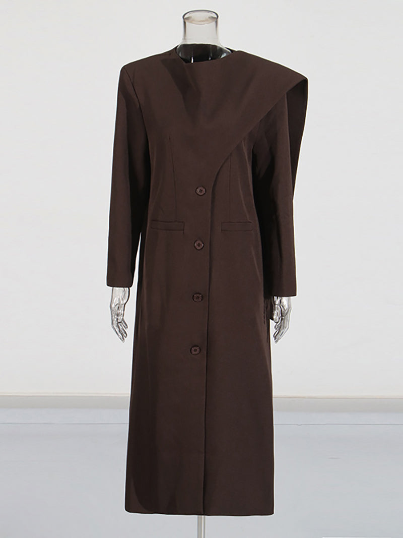 Irregular Shawl Single-breasted Trench Coat