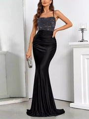 Rhinestones Ruched Corset Prom Fishtail Long Dress