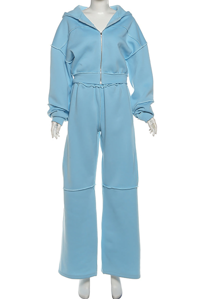 Long Sleeve Zipper Hoodie Sports Casual Set