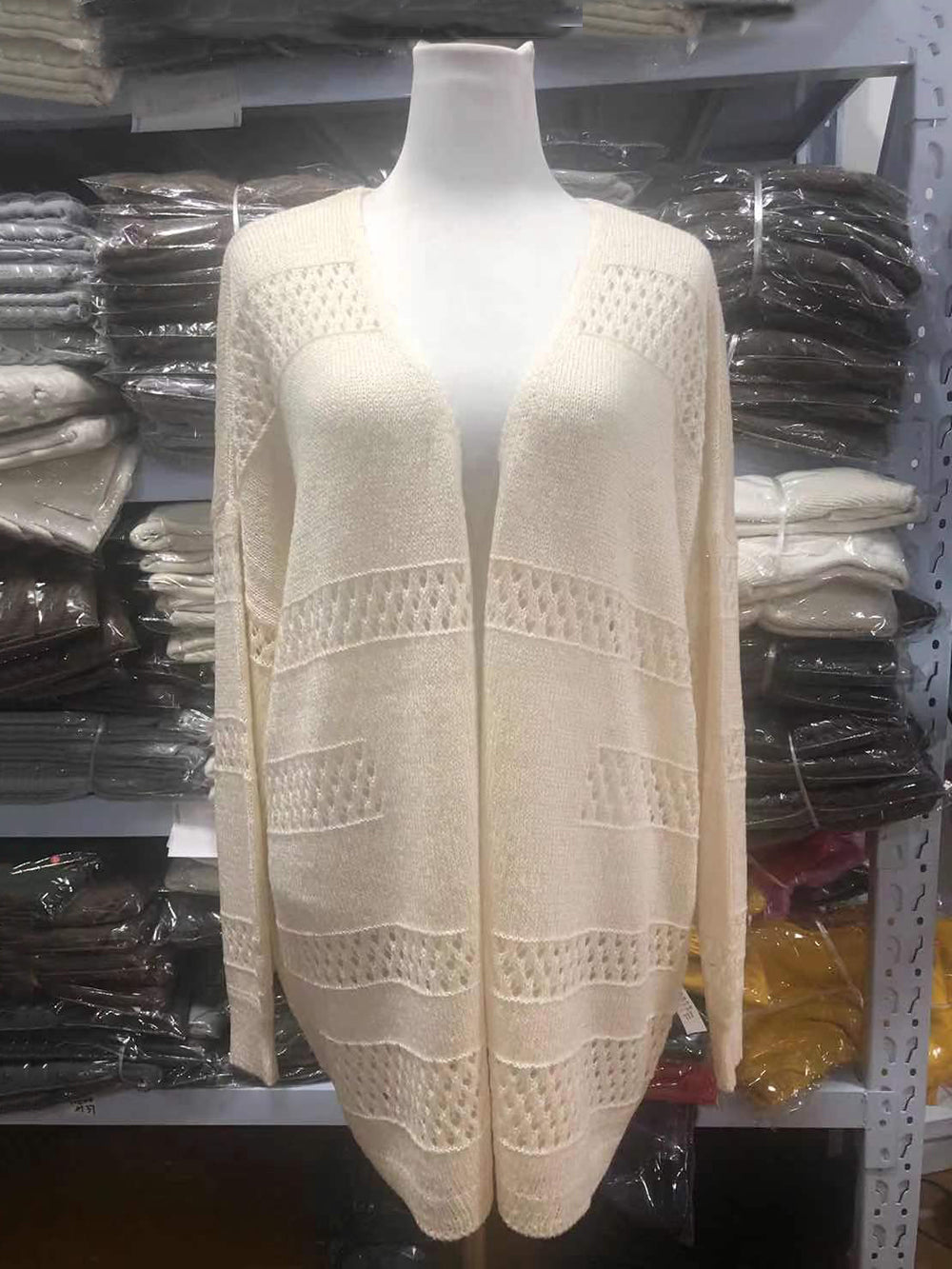 Casual V Neck Knit Crochet Cardigan Sweater