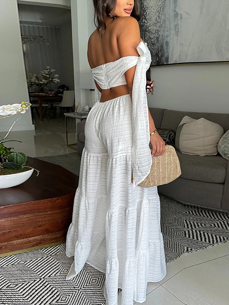 Fashion Off-Shoulder Wide-Leg Jumpsuit