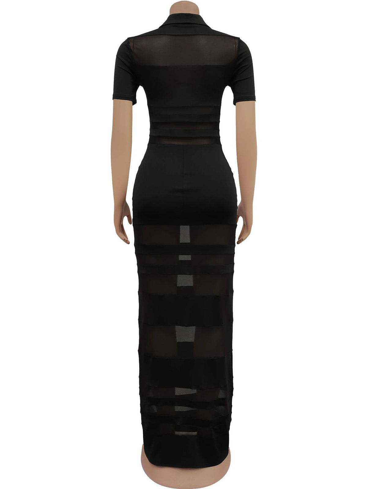Sexy See-Through Striped Sheer Party Club Maxi Dress