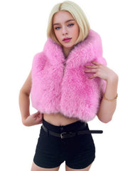 Hooded Faux Fur Zip Vest