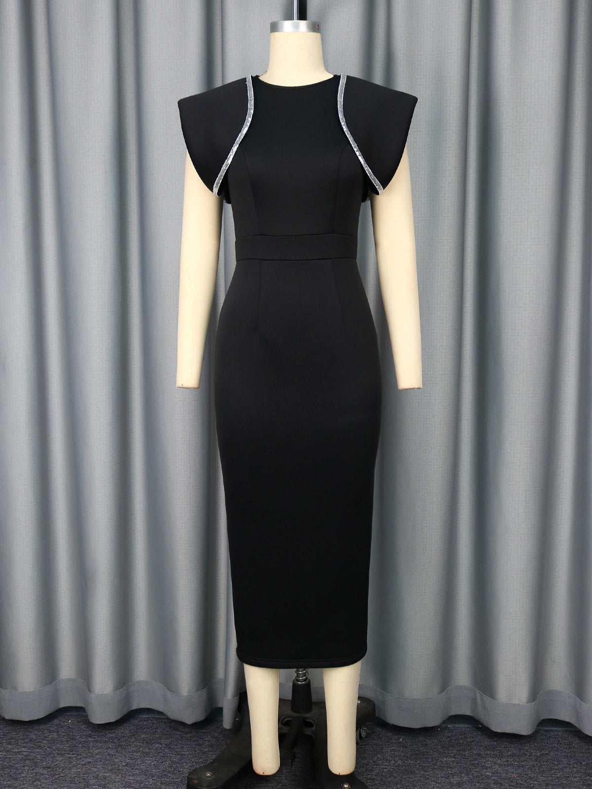 Elegant Round Neck Sequin High Waist Party Dress