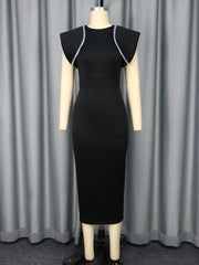 Elegant Round Neck Sequin High Waist Party Dress