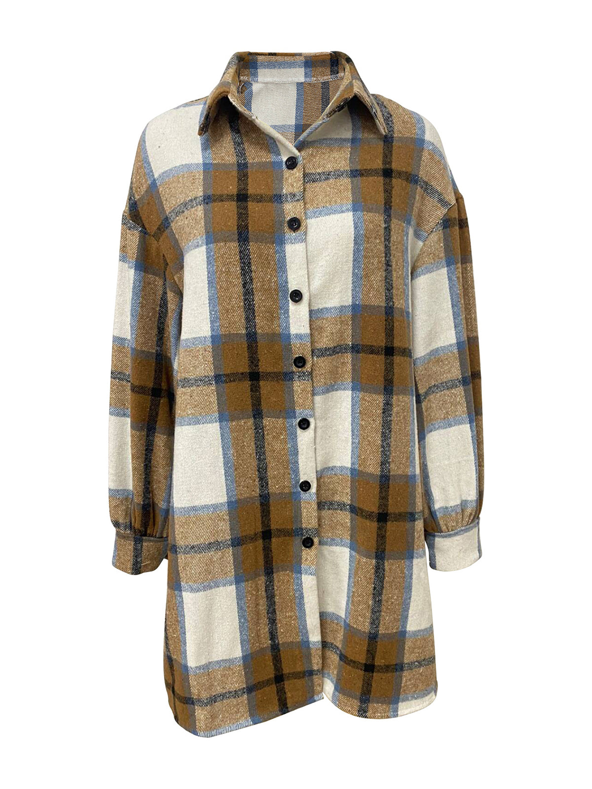 Casual Plaid Buttons Turndown Collar Shirt Jacket