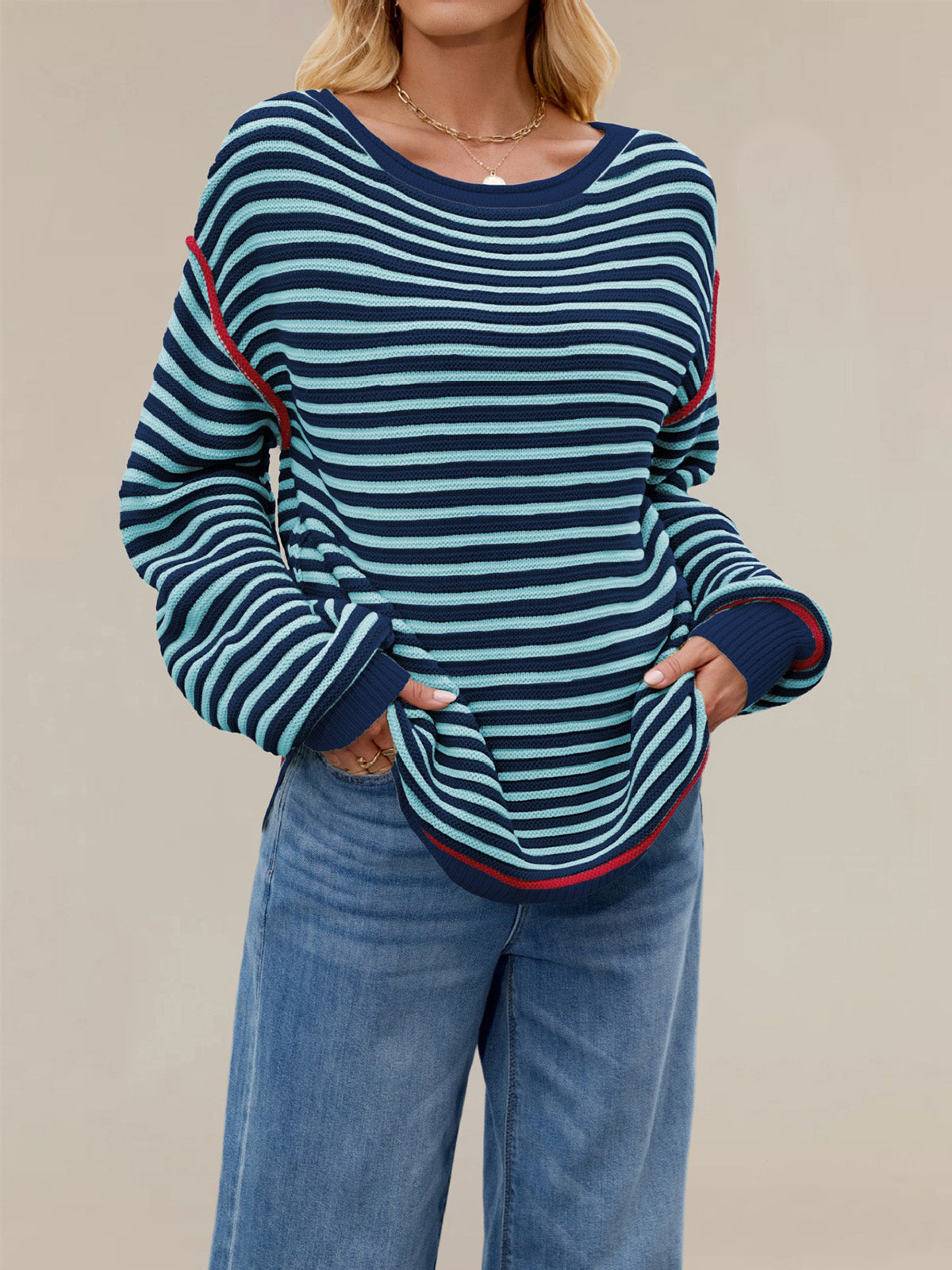 Vintage Crewneck Striped Pullover Sweater