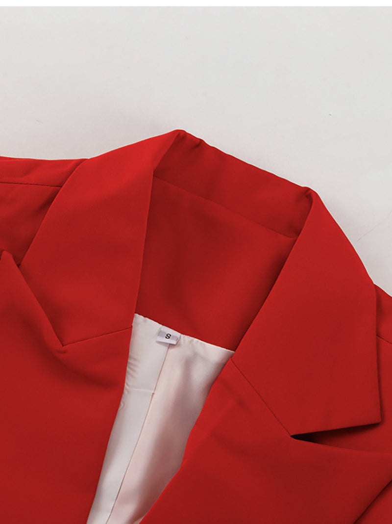 Fashion Loose Blazer And Slit Long Skirt Suit