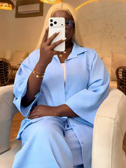 Plus Size Shirt and Wide Leg Pants Set