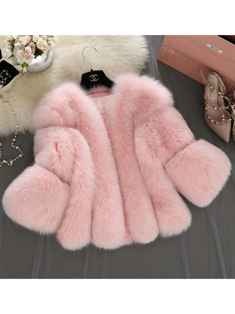 Fashion Luxury Warm Faux Fur Coat