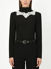 Casual Stand Collar Hit Color Patchwork Shirt