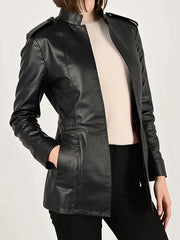Fashion Front Zipper PU Leather Jacket