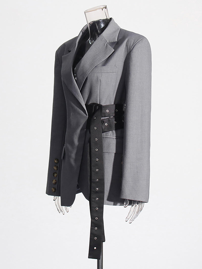 Fashion Double Belted Blazer