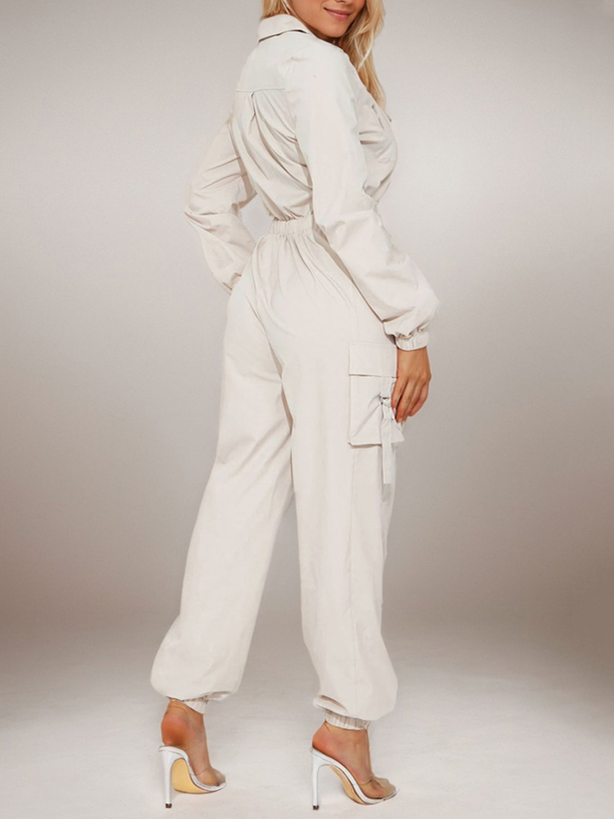 Casual Zipper Cargo Jumpsuits