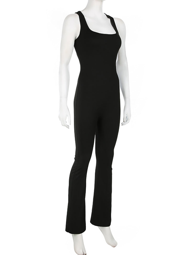 Casual Hollow Out Backless Yoga Jumpsuit