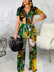 Chic Print Casual Two Piece Sets