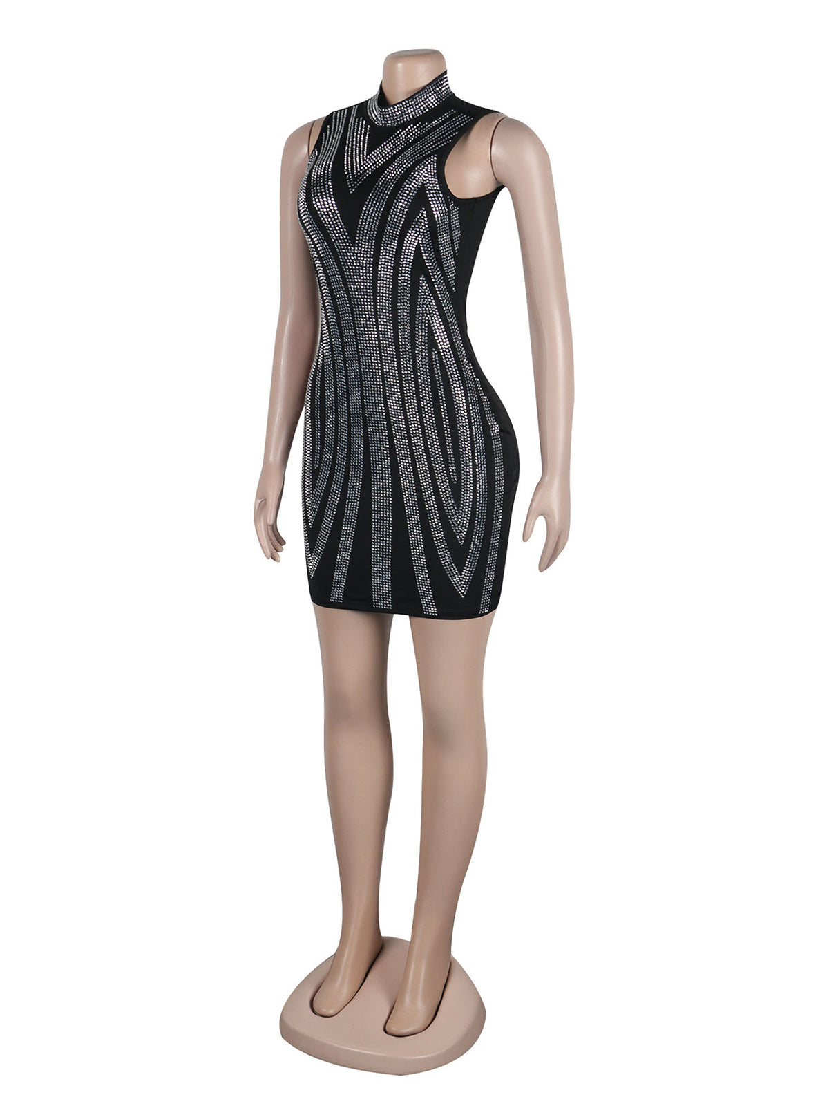 Sexy Elasticity Rhinestones Clubwear Mini Dress