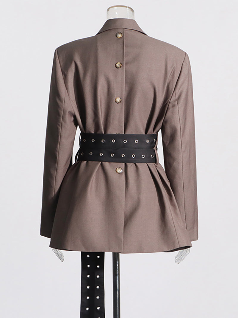 Fashion Patchwork Lace-up Suit Coat