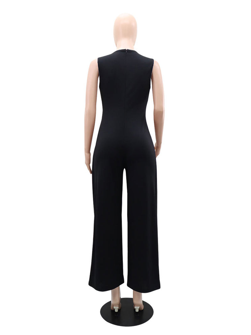 Fashion V Neck Sleeveless Jumpsuit