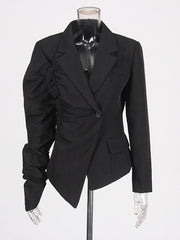 Asymmetric Sculptural Black Blazer-boutique