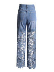 Fashion Lace Patchwork Slim Jeans