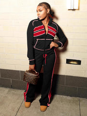 Chevron Stripe Zip Jacket and Pants Set