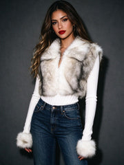 Faux Fur Trim Ribbed Long Sleeve Sweater-boutique