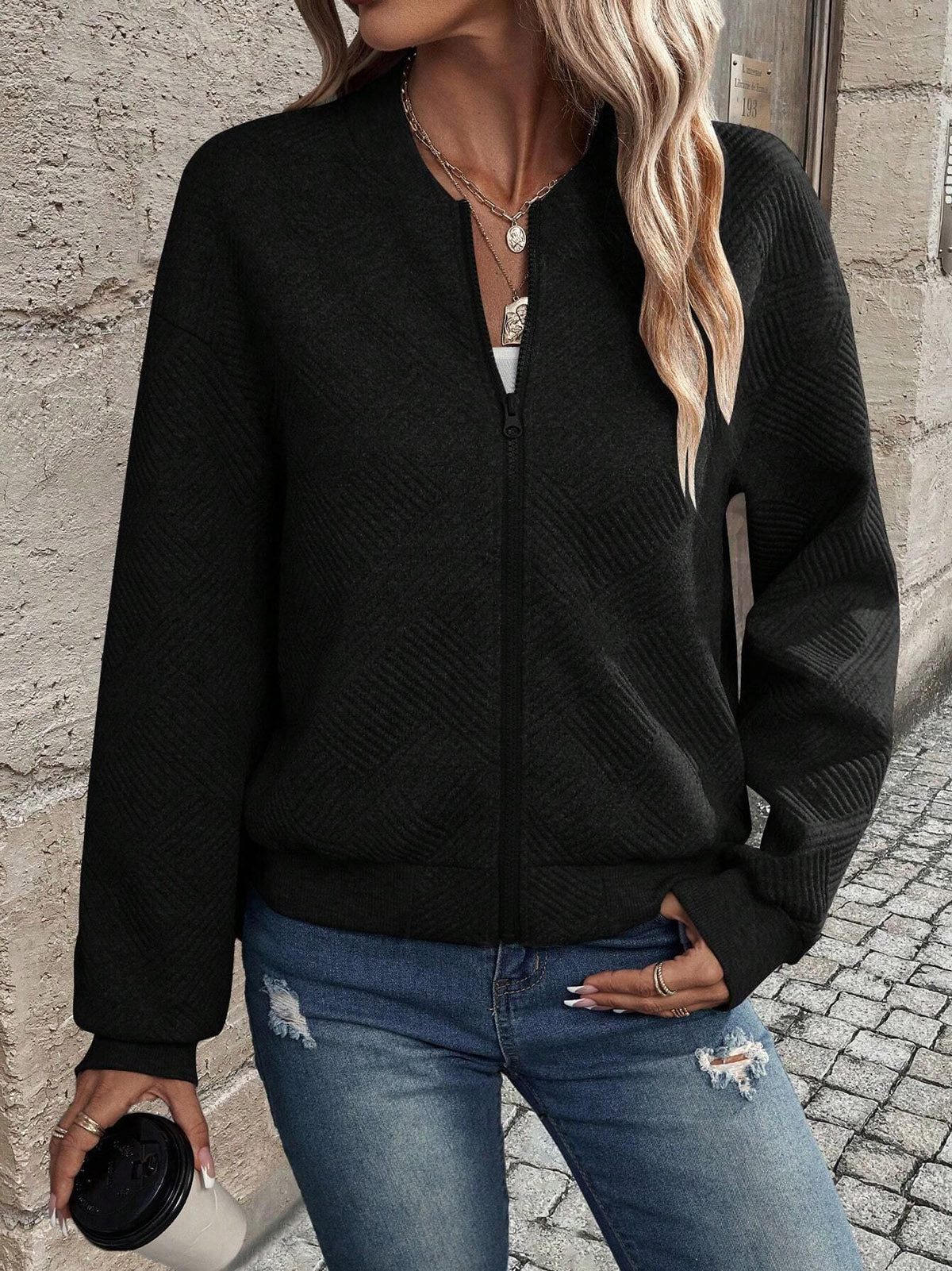 Casual Hoodie Zipper Baseball Collar Jacket